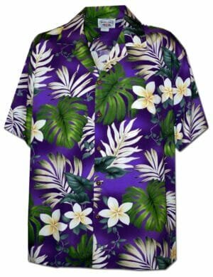 Palolo Cotton Men's Hawaiian Shirt Purple