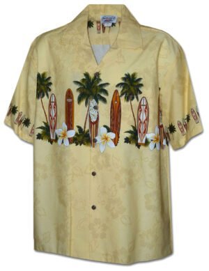 Long Boards Cotton Aloha Shirt Beige