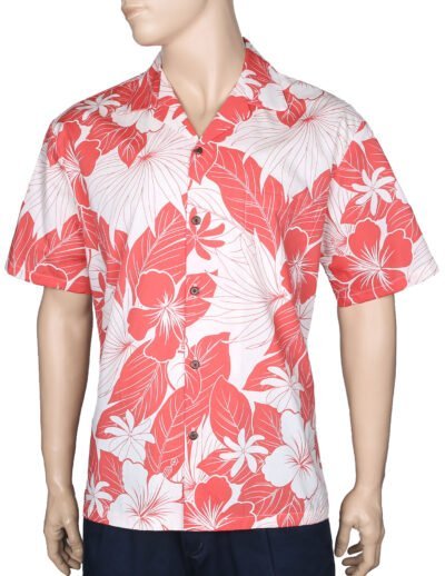 Lanai Adventure Cotton Cool Hawaiian Shirt Coral