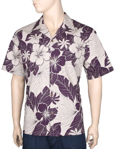 Lanai Adventure Cotton Cool Hawaiian Shirt Plum