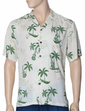 Outrigger Palms Rayon Men's Hawaiian Shirt Beige