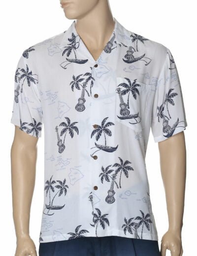 Outrigger Palms Rayon Men's Hawaiian Shirt White