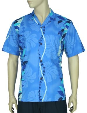 Ilima Leis Poly Cotton Aloha Shirt Blue