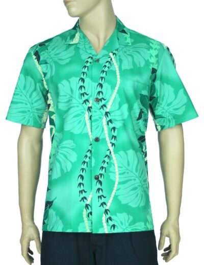Ilima Leis Poly Cotton Aloha Shirt Green