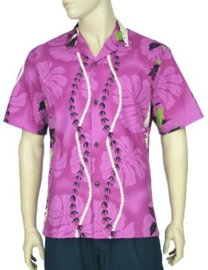 Ilima Leis Poly Cotton Aloha Shirt Fuchsia