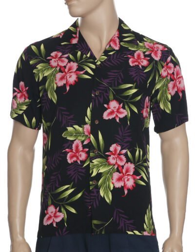 Keilani Island Rayon Men Aloha Shirt Black