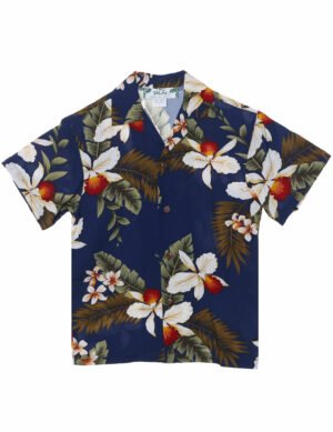 Boys Wainapanapa Rayon Aloha Shirt Navy