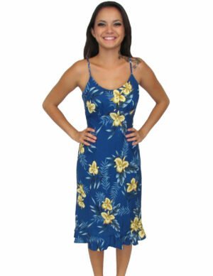 Keilani Spaghetti Straps Aloha Dress Blue