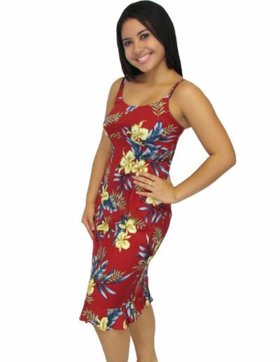 Keilani Orchid Spaghetti Straps Aloha Dress Red