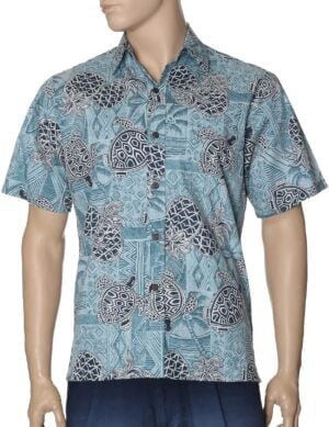 Honu Men's Aloha Button-Up Dress Shirt Green