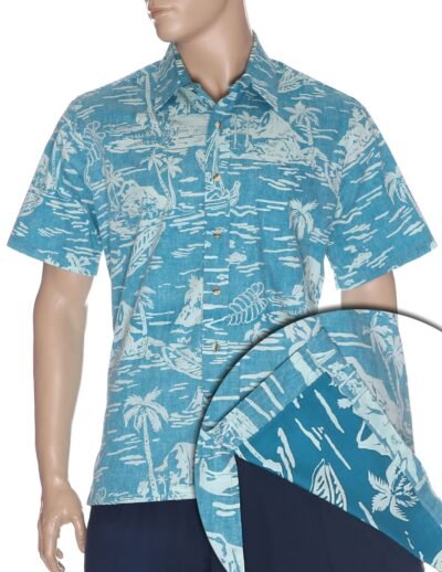 Hawaii Pacific Voyage Men's Dress Aloha Shirt Teal