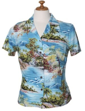 Hawaiian Hana Hou Rayon Shirt for Women Sky Blue