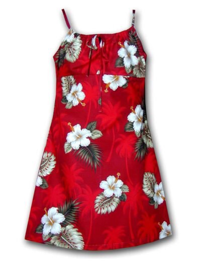 Kailua Girls Spaghetti Straps Flower Dress Red