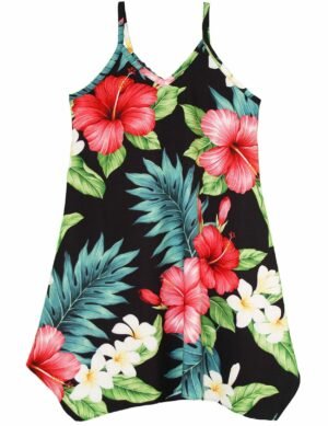 Flower Girls Dress V-Neck Hawaiian Style Black