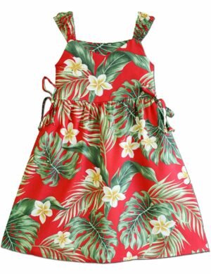 Kaulana Shoulder Straps Girls Hawaiian Dress Red