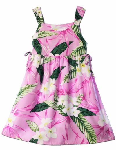 Malie Girls Bungee Straps Hawaiian Dress Pink