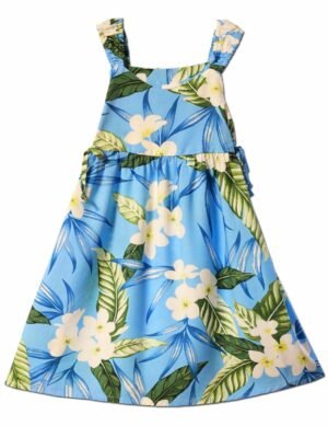 Malie Girls Bungee Straps Hawaiian Dress Sky Blue