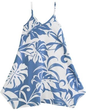 Kailua Girls Scarf Hem Hawaiian Dress Blue