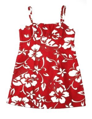 Moana Girls Hawaiian Spaghetti Straps Dress Red
