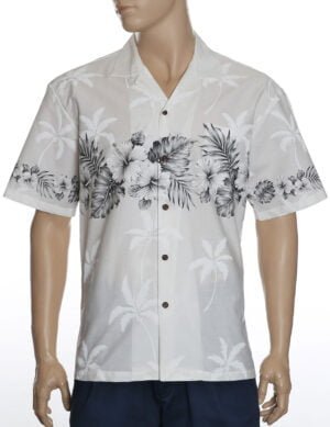 Ohua Aloha Men's Border Hawaiian Shirt Gray