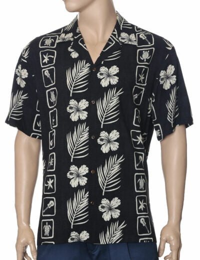 Malu Island Men's Hawaiian Shirt Black