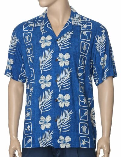 Malu Island Men's Hawaiian Shirt Blue