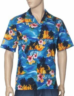 Sunset Hibiscus Men's Cotton Aloha Shirt