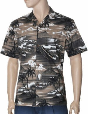 Tiki Cotton Men's Hawaiian Shirt Brown