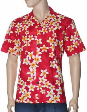 Plumeria Men's Cotton Aloha Shirt Pink