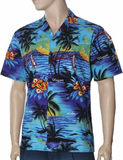 Luau Cotton Men's Hawaiian Shirt Blue