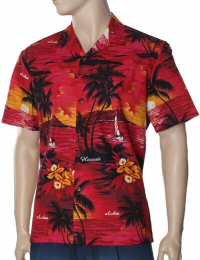 Luau Cotton Men's Hawaiian Shirt Red