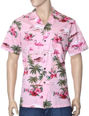 Flamingos Cotton Hawaiian Shirts Pink