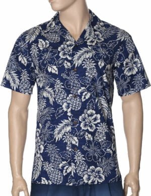 Men's Island Pineapples Hawaiian Shirt Navy