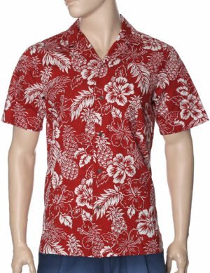 Men's Island Pineapples Hawaiian Shirt red