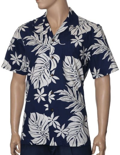 Kaanapali Men's Cotton Aloha Shirt Navy