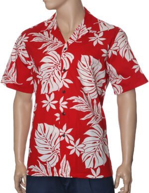 Kaanapali Men's Cotton Aloha Shirt Red