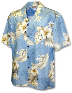 Cotton Lanai Aloha Hawaiian Shirt Blue
