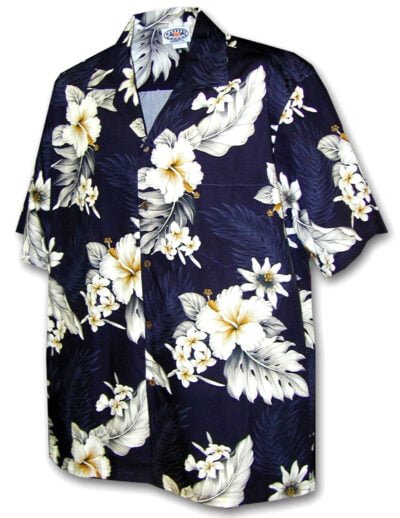 Cotton Lanai Aloha Hawaiian Shirt Navy