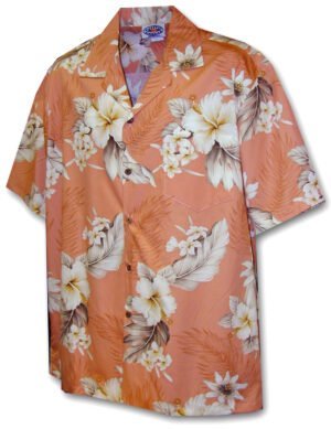 Cotton Lanai Aloha Hawaiian Shirt Peach