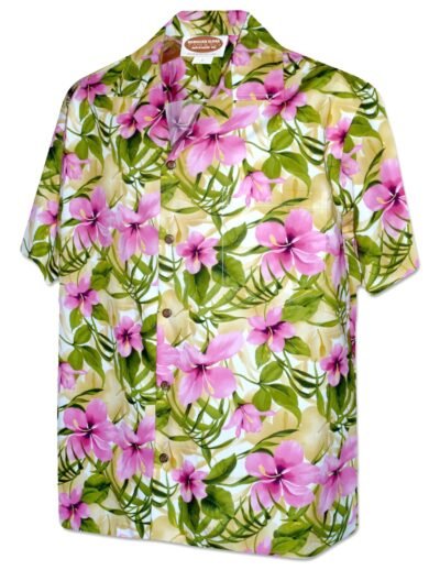 Big Island Men's Aloha Shirt Pink