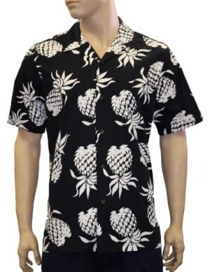 Lanai Cotton Men's Aloha Shirt Black