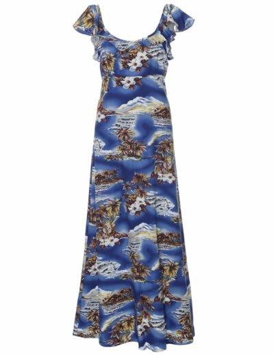 Puamelia Blue Maxi Long Empire Dress