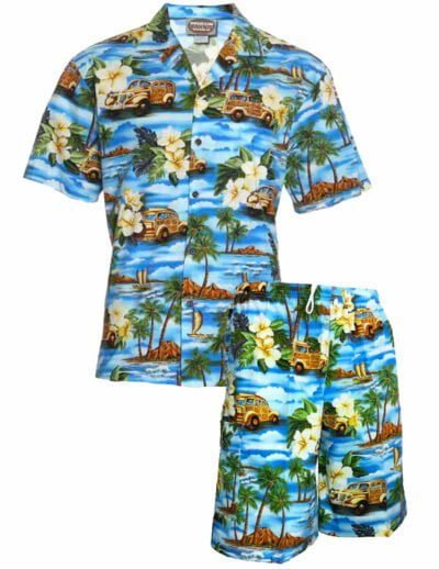 Men's Cabana Set Hawaiian Shirt and Shorts Blue