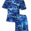 Navy Men's Cabana Set, Aloha Shirt & Shorts