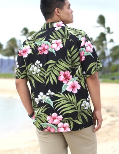 Short Sleeve Nalani Men's Aloha Shirt Black
