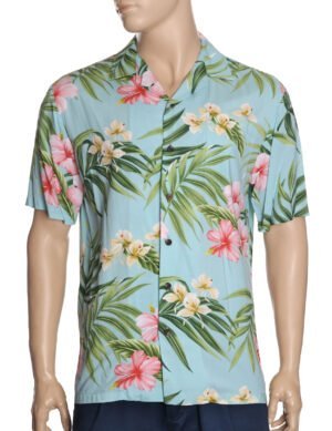 Short Sleeve Nalani Men's Aloha Shirt Aqua