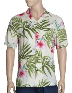 Short Sleeve Nalani Men's Aloha Shirt Beige