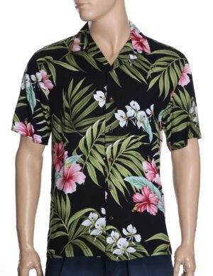Short Sleeve Nalani Men's Aloha Shirt Black