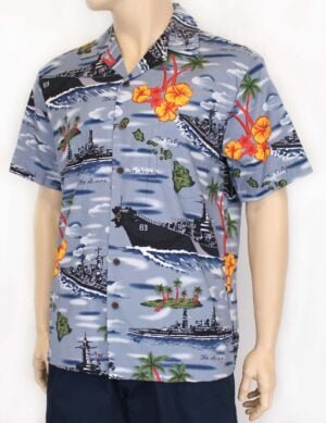 Pearl Harbor Men's Aloha Shirt Blue