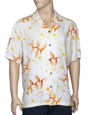 Birds of Paradise Men's Hawaiian Shirt Cream